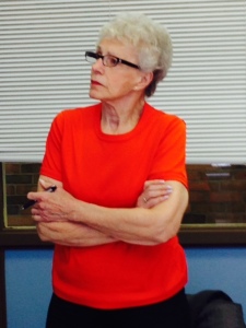 Mary Lou is all business during fitness checks!